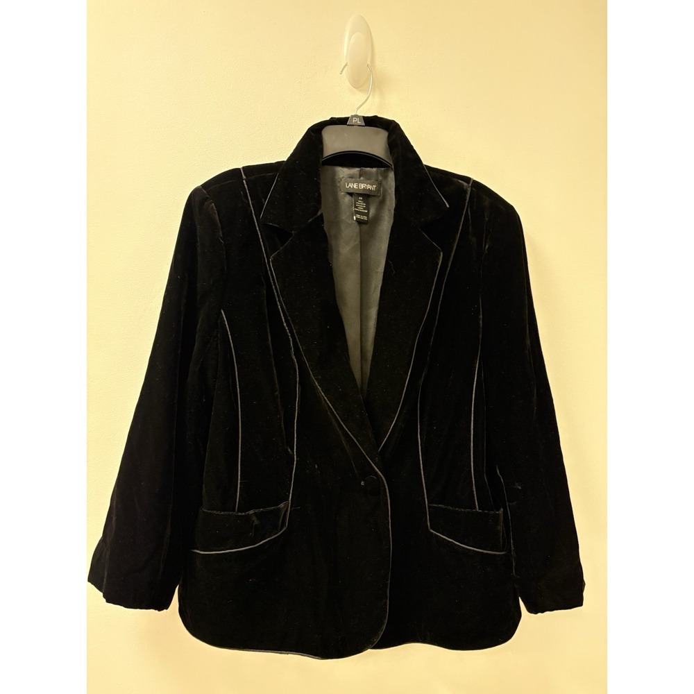 Lane Bryant Black Velvet Blazer Tuxedo Jacket Plus Size 20